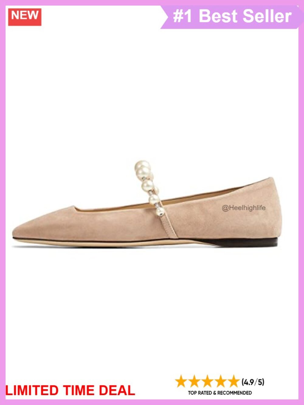 Square Toe Pearl Studded Strap Slip On Flats Elegant Dressy Pumps